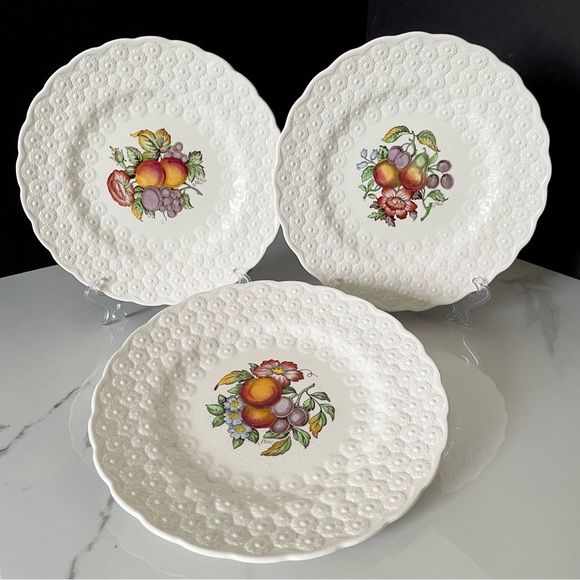 SET of 3 Fruit & Flower Plates - Copeland Spode - Picture 1 of 11